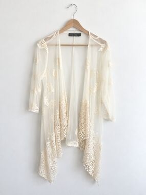 🆂🅰🅻🅴 Casual Express Cream Lace Sheer Cardigan